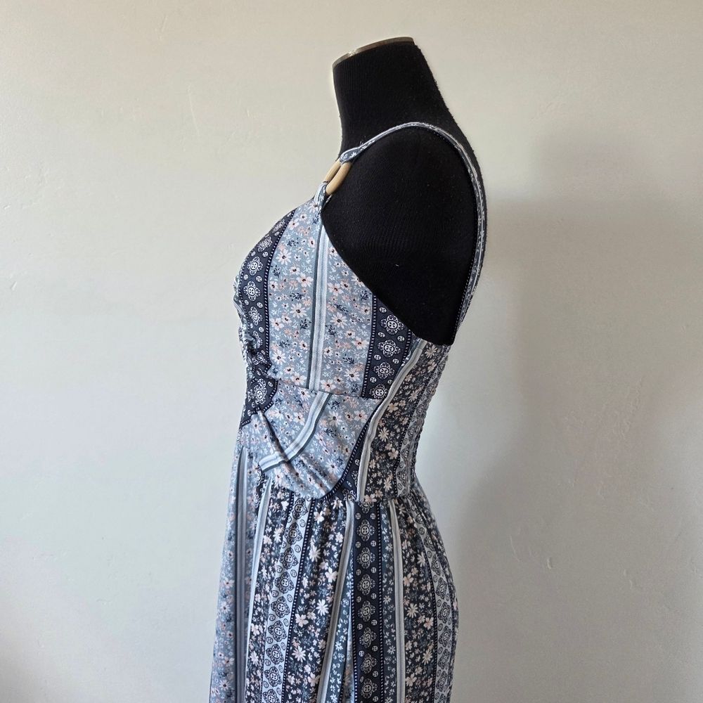 Derek Heart Paisley Floral Maxi Dress Twist Front Y2K 90s Beach Vacation Large - Picture 5 of 13